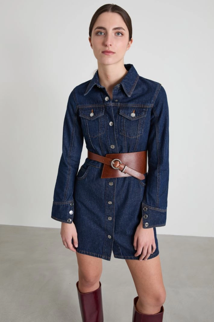 Denim shirt dress - BLUE