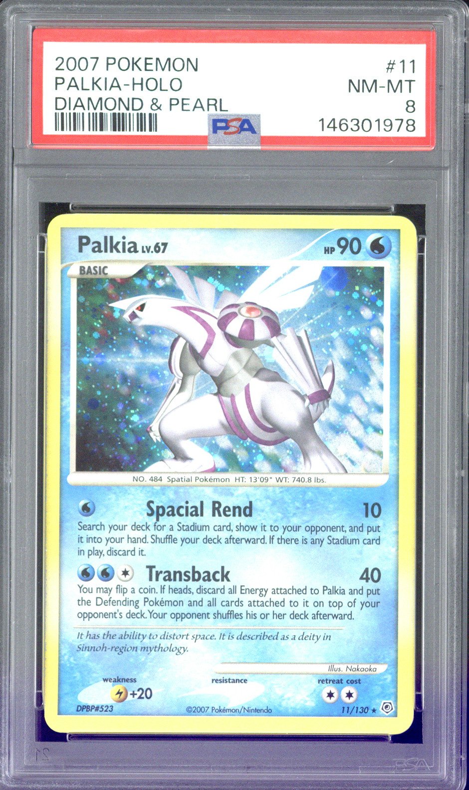 2007 Pokemon Palkia - Holo Diamond & Pearl #11 PSA 8
