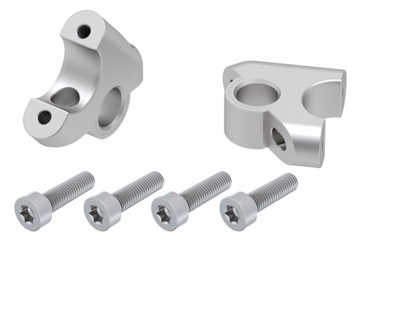 Hepco & Becker handlebar riser with offset 30 mm high and 24 mm back - silverBMW 1250 R 1250 GS ABS (0D91) - 2019 - 2023Ref: HBE00955A / 42456514 00 09