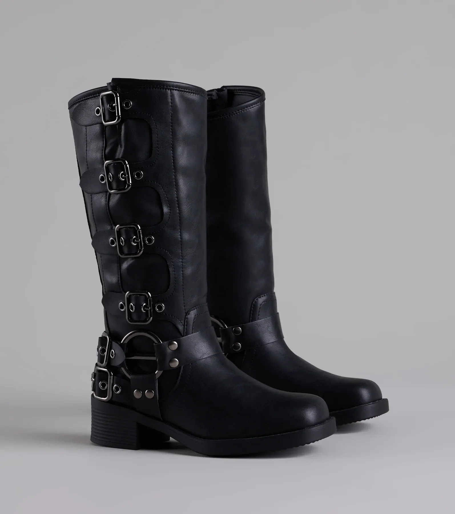 Totally Edgy Buckled Square Toe Boots
