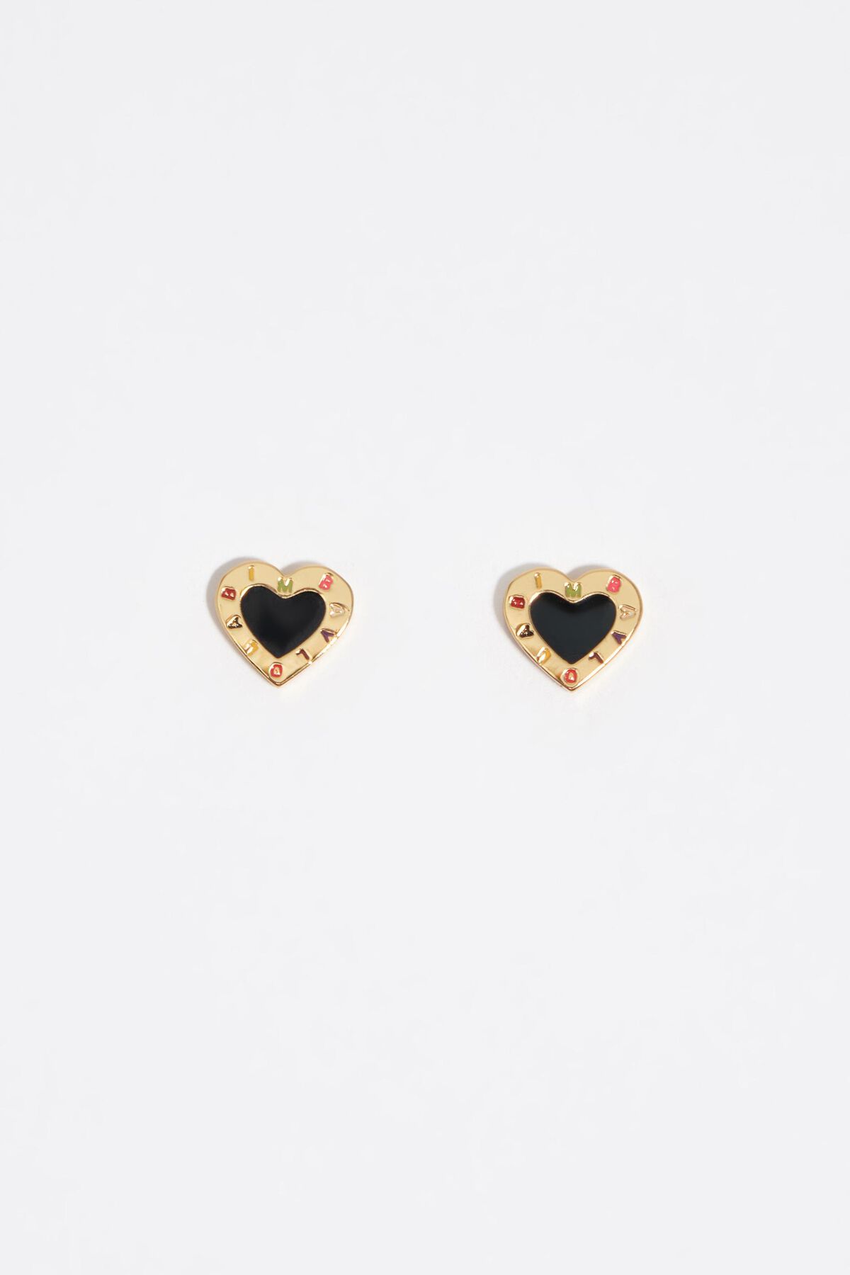 Black heart logo earrings