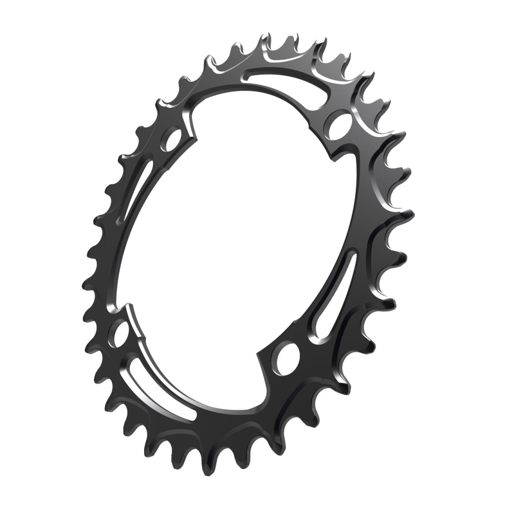 Alugear Narrow Wide Chainring - Oval - 104 BCD - 4-Bolt - black
