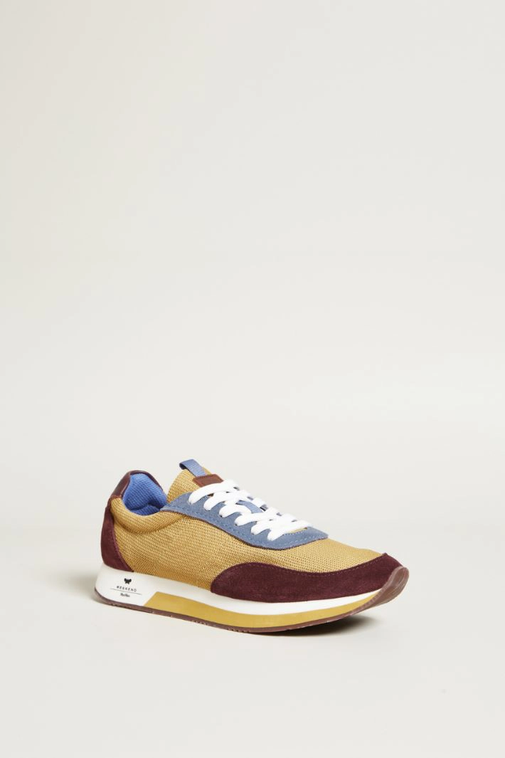 Sneakers in technical fabric - MUSTARD BORDEAUX