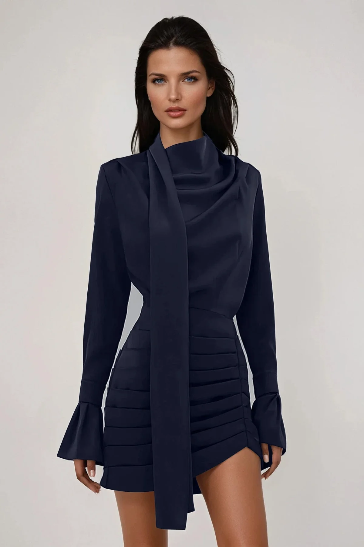 Winslow | Women's Ruched Satin Scarf Mini Dress