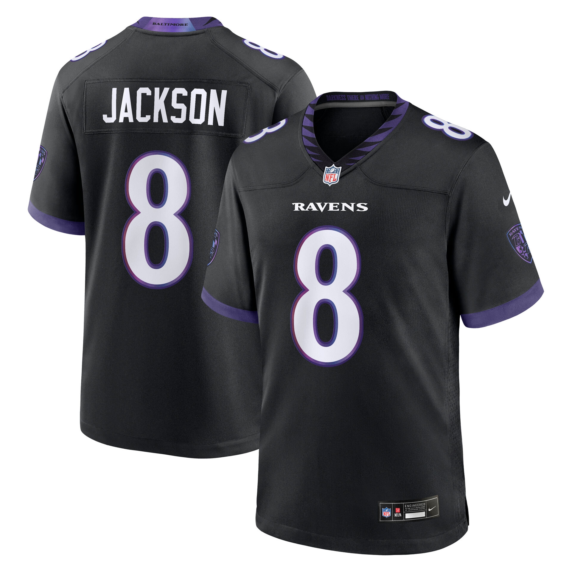 Lamar Jackson #8 Baltimore Ravens 2026 Game NFL Jersey Alternate Black