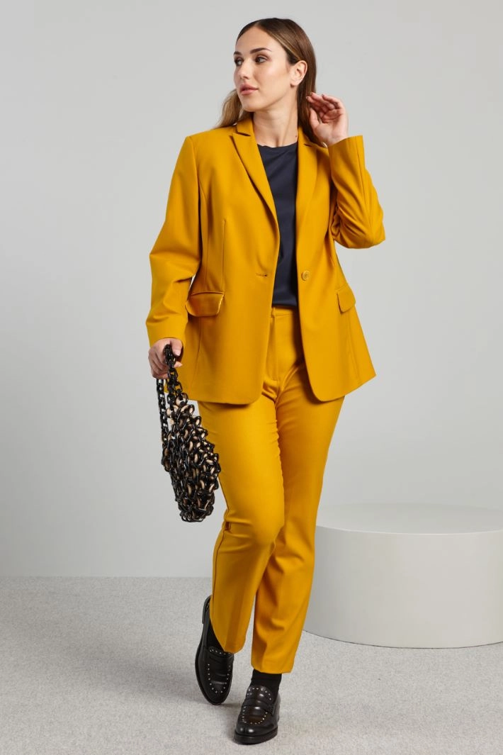 Slim fit viscose blazer - MUSTARD