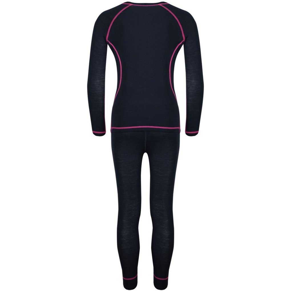 Trollkids Merino Baselayer Underwear Set Girls - Anthracite/Magenta