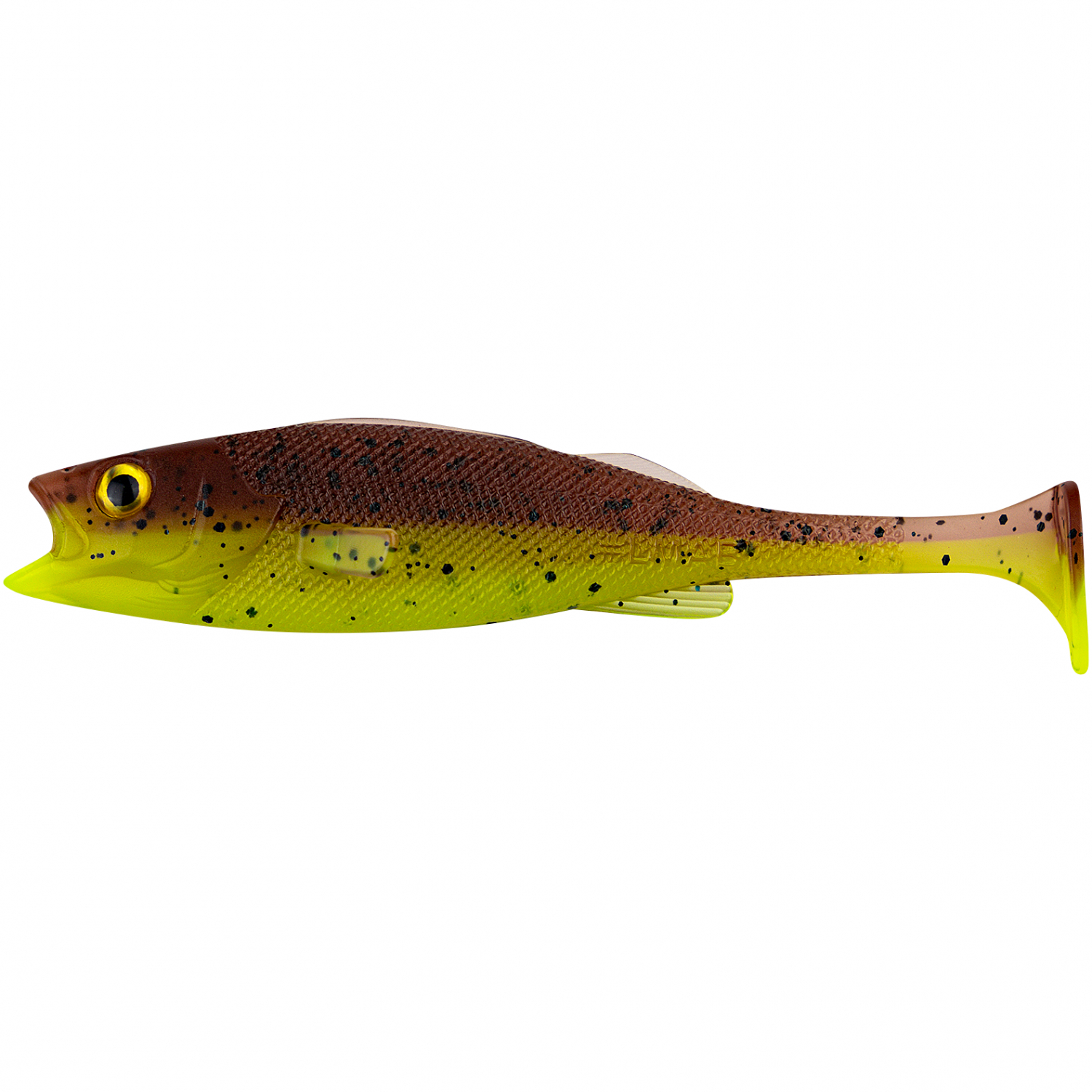 LMAB KØFI Perch Shad (Green Pumpkin Chartreuse)