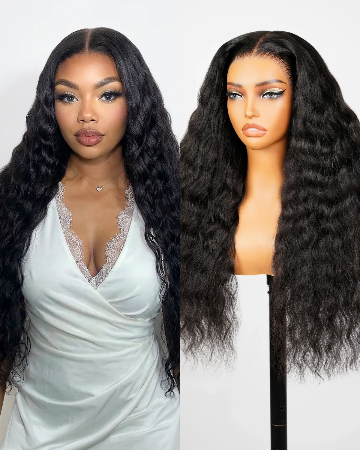 Ophirawig13x6 HD Lace Glueless Wig Bohemian Curl With Drawstring Natural Black 100% Human Hair Wig