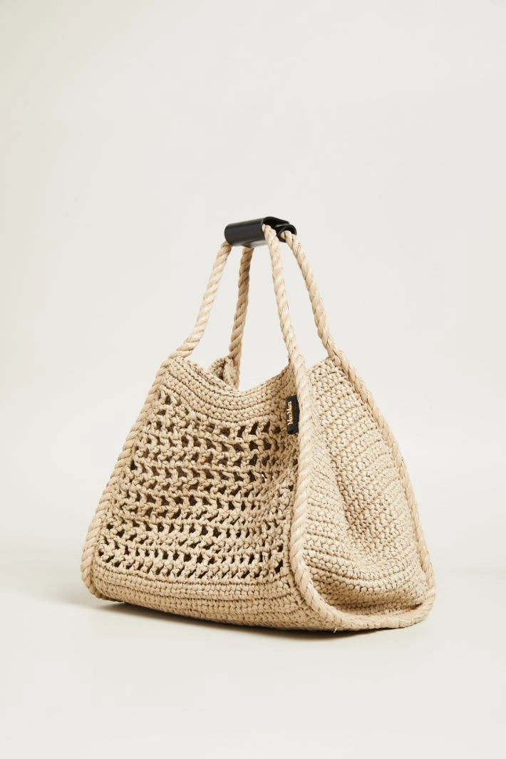 Raffia-effect crochet bag - SAND