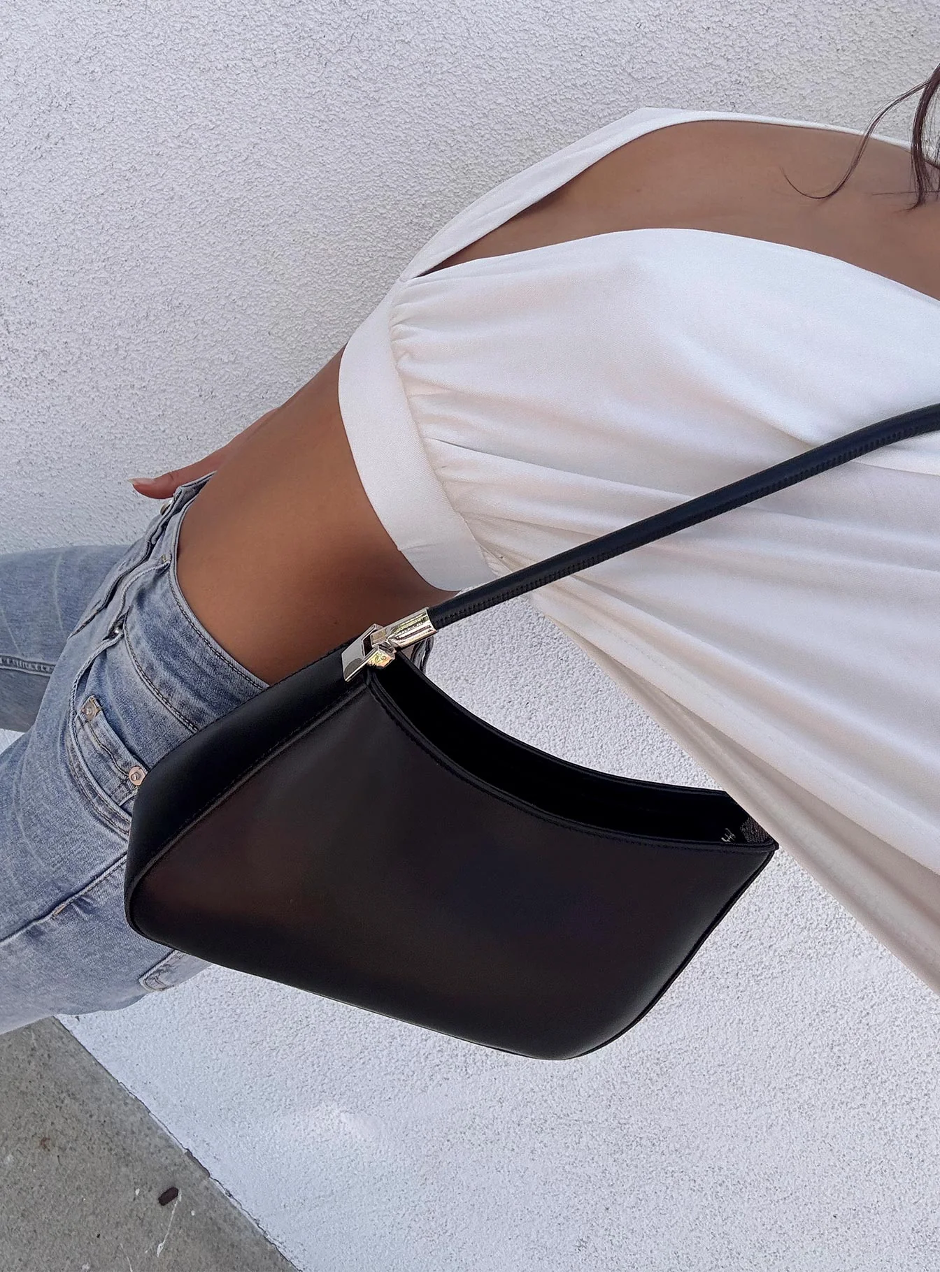 Sombre Faux Leather Shoulder Bag Black / Silver