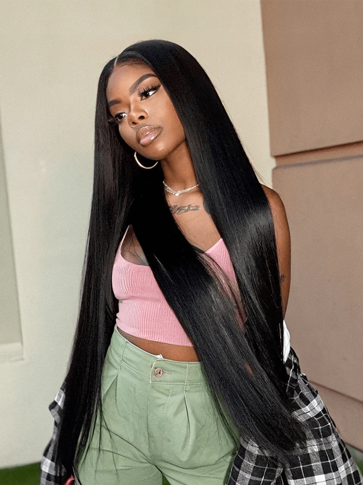 100% Human Hair Pre-Cut Silky Straight 5x5 closure lace Glueless FlexFit Drawstring Wig Fits All Head Sizes