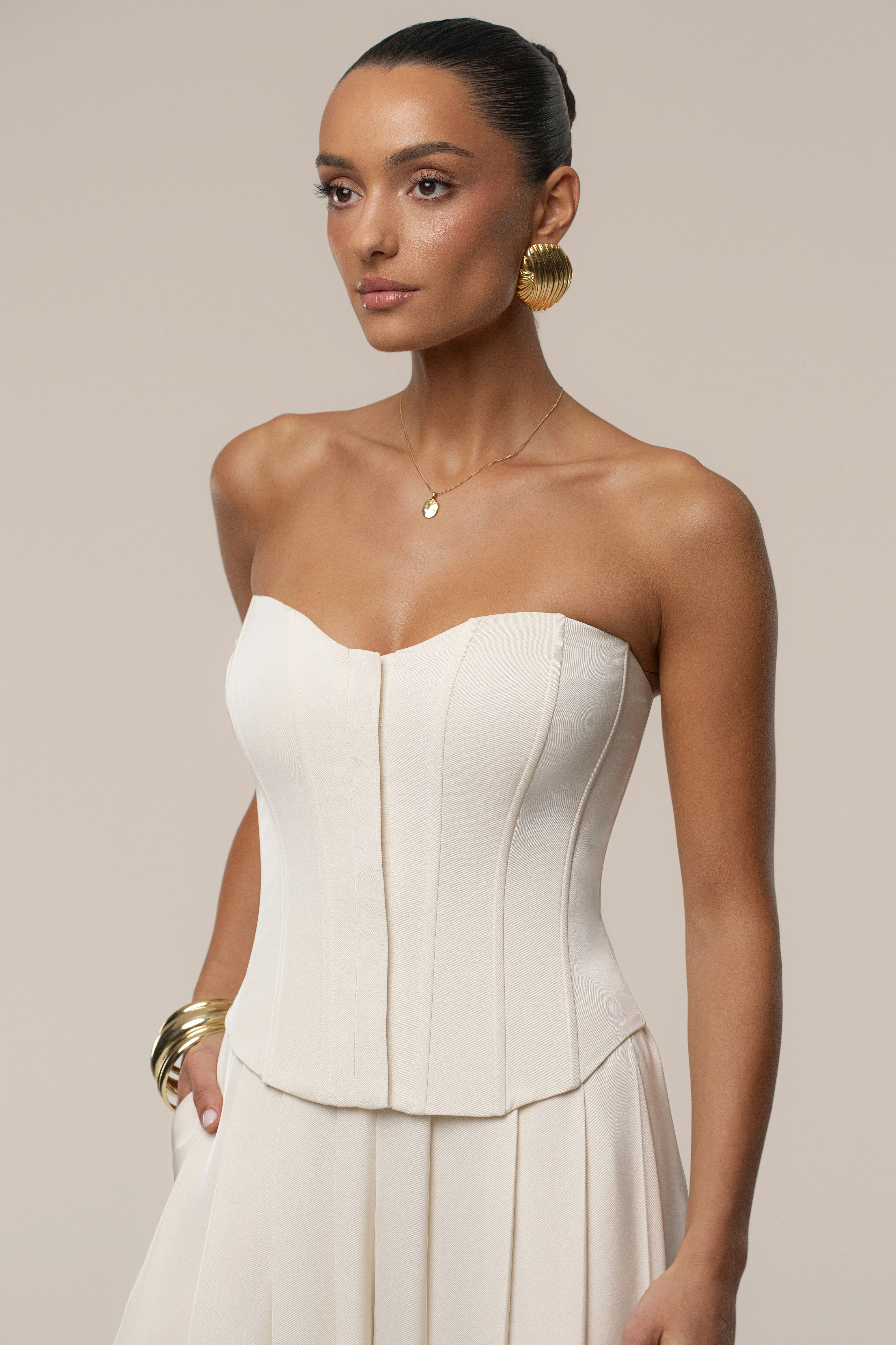 Buttercream Viv Satin Bustier Top