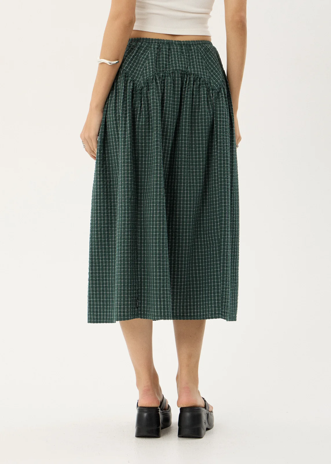 AFENDS Womens Marlow - Midi Skirt - Reverb Pine Check