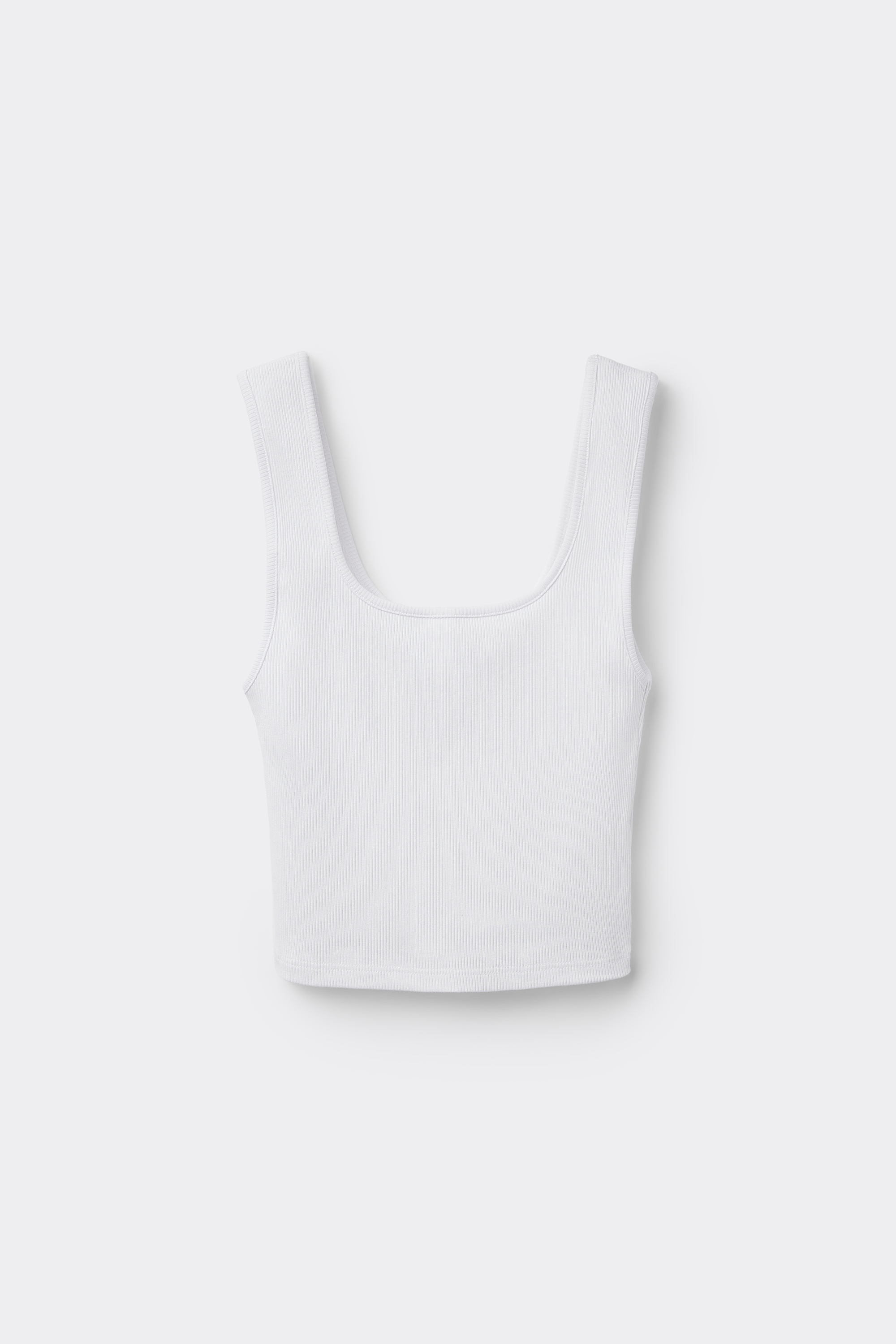 Ribbed Cotton Crop Top with Wide Shoulder Straps