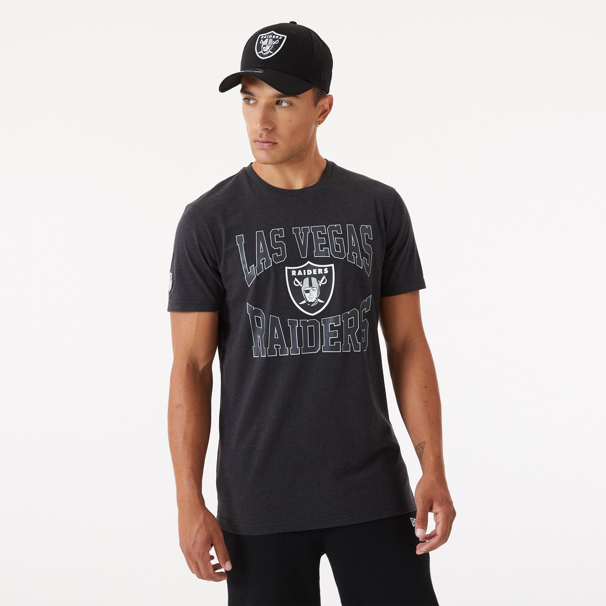 Las Vegas Raiders Team Arch New Era NFL T-Shirt Charcoal