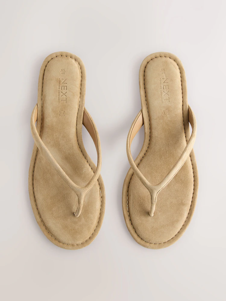 Tan Brown Suede Standard/Wide Fit Forever Comfort® Round Toe Leather Thong