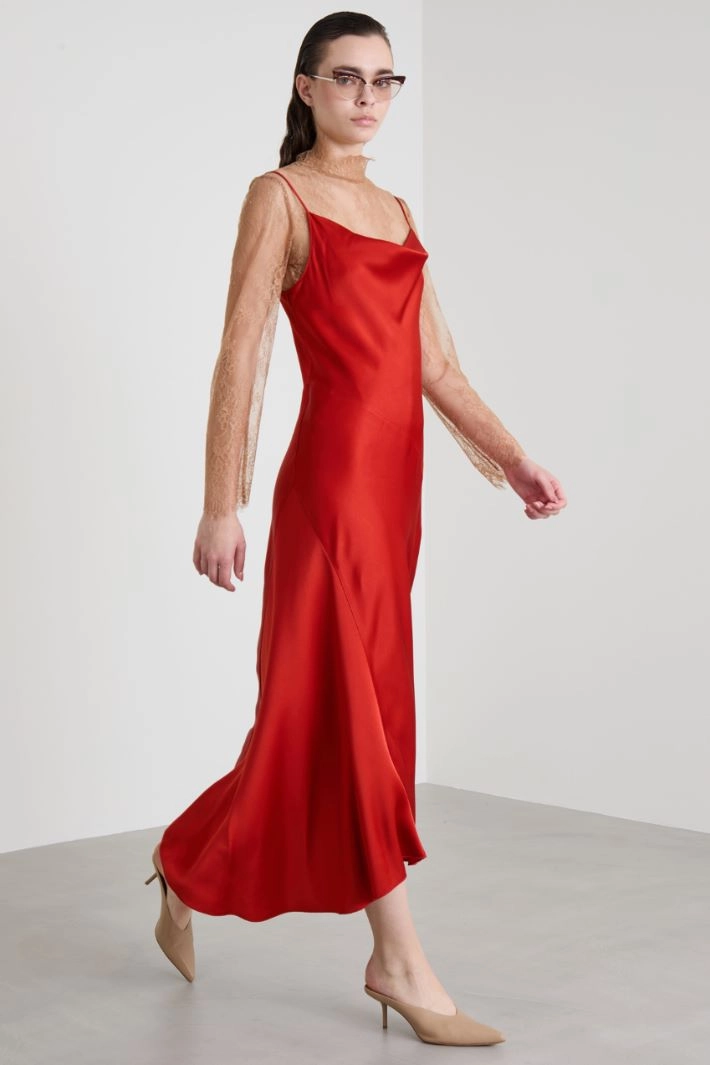 Asymmetrical slip dress - RED