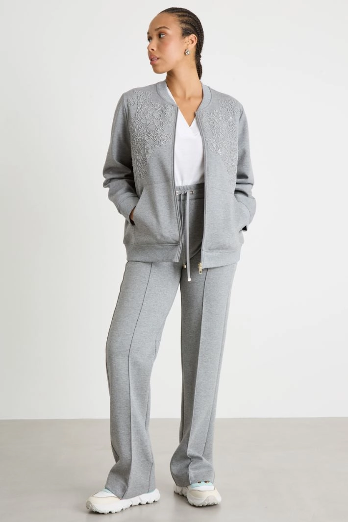 Embroidered jersey sweatshirt - GREY