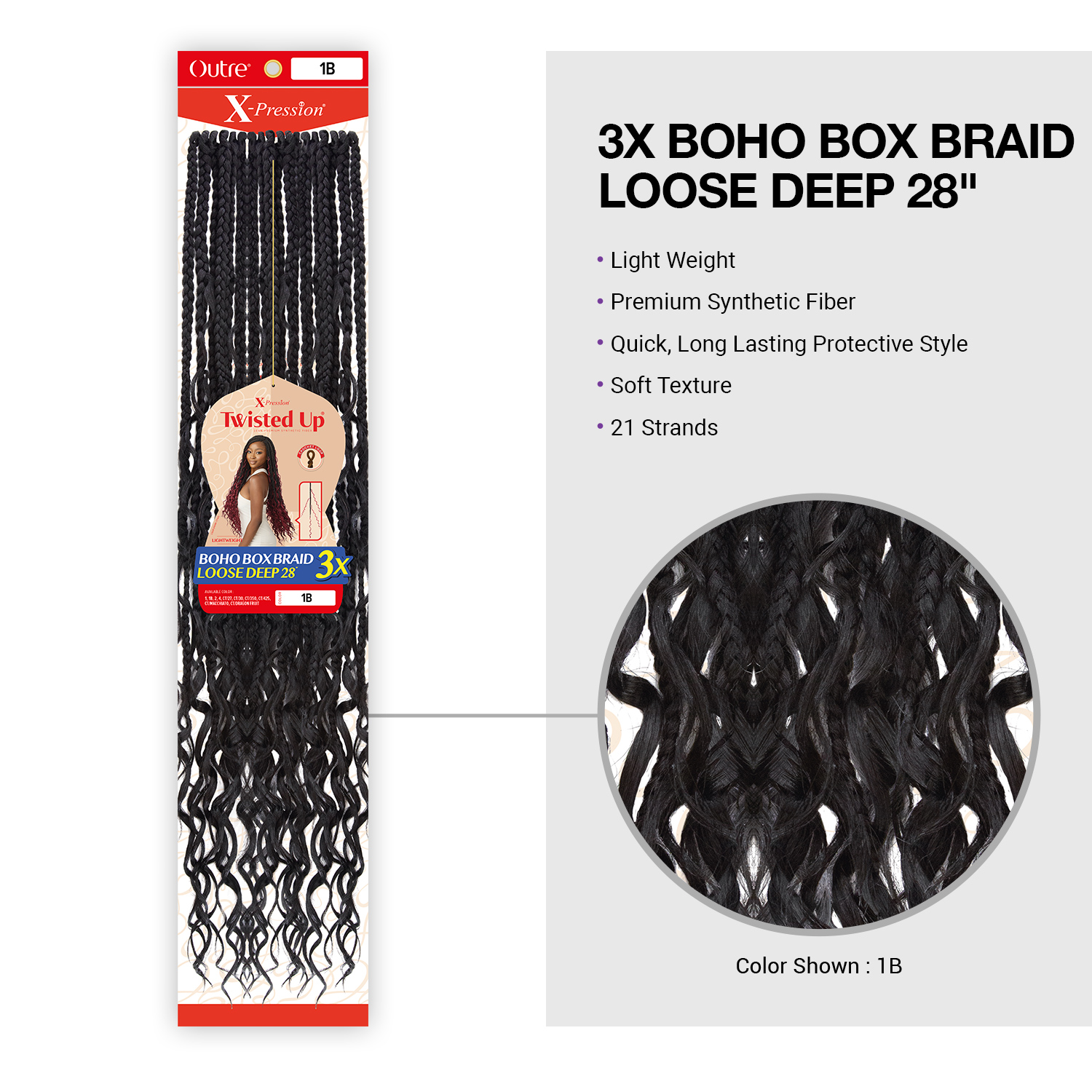Outre Crochet Braids X-Pression Twisted Up 3X Boho Box Braid Loose Deep 28