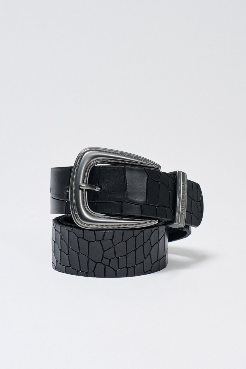 LEATHER BELT CROCODILE EFFECT