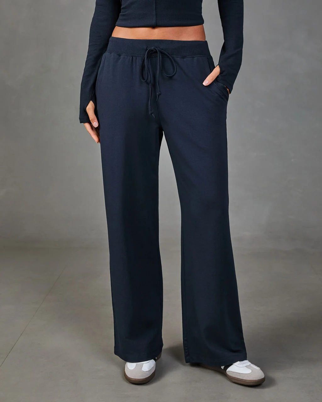 Luxe Routine Fleece Drawstring Wide Leg Sweatpants