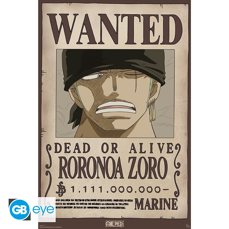 ONE PIECE Poster Wanted Zoro Wano (91.5x61cm)