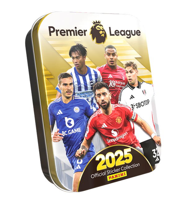 Panini Premier League 2025 Stickers - Collectors Tin With 10 Packets (=50 stickers)