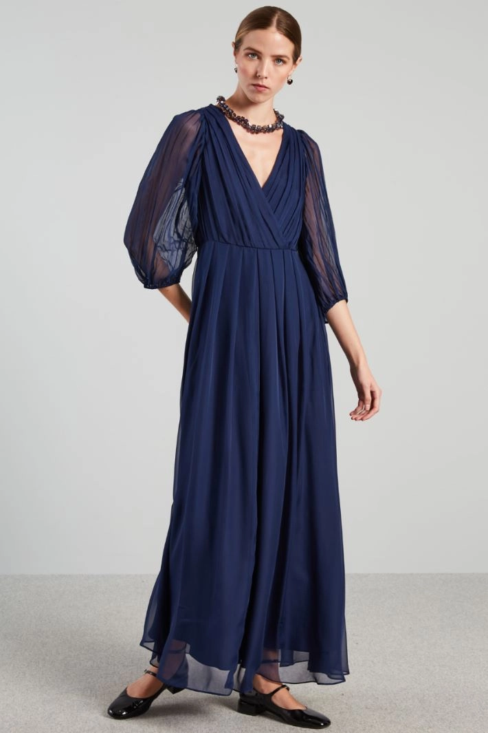 Long chiffon dress - NIGHT BLUE