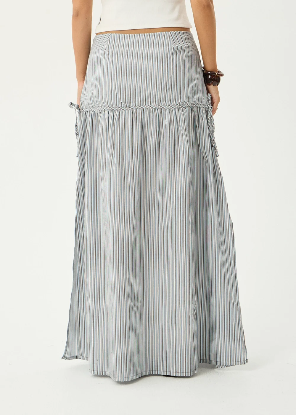 AFENDS Womens Nadia - Maxi Skirt - Coffee / Blue Stripe