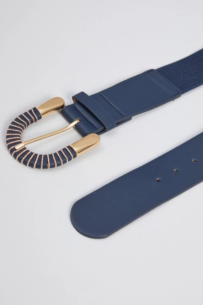Elastic belt with lamé buckle - BLUE