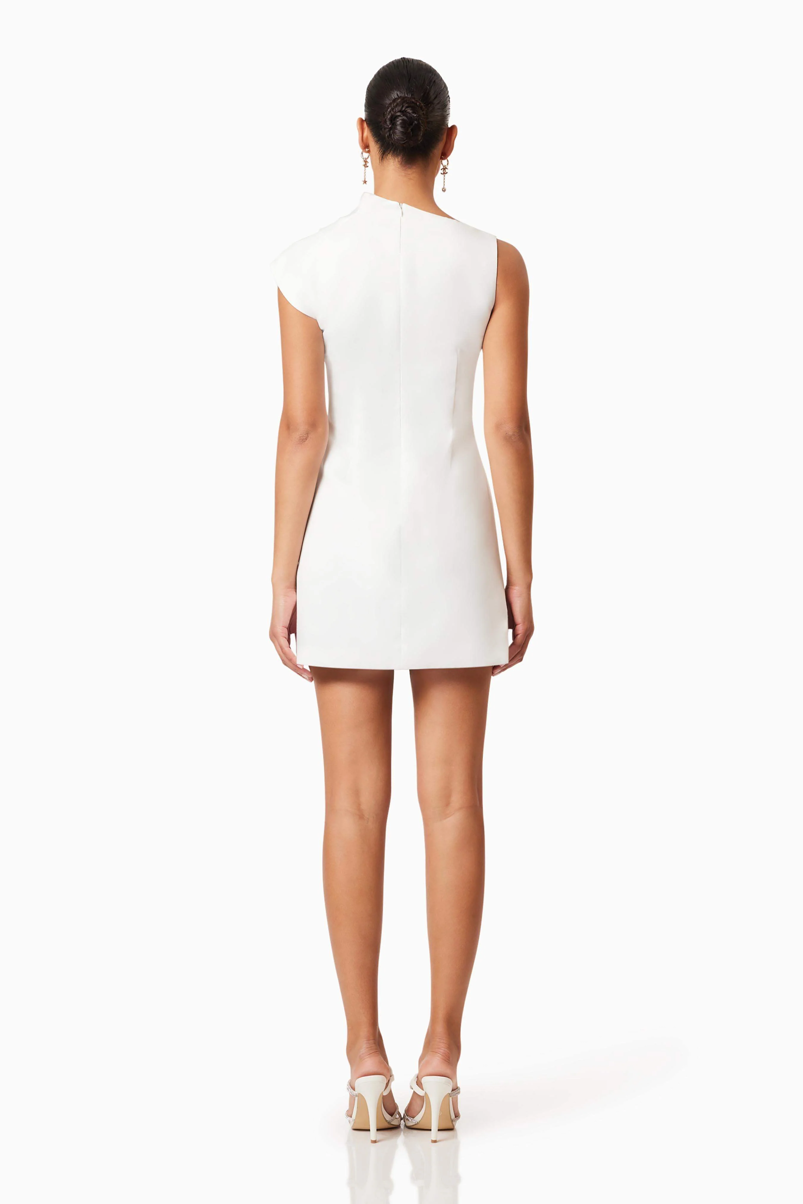 Rose Asymmetrical Mini Dress In White