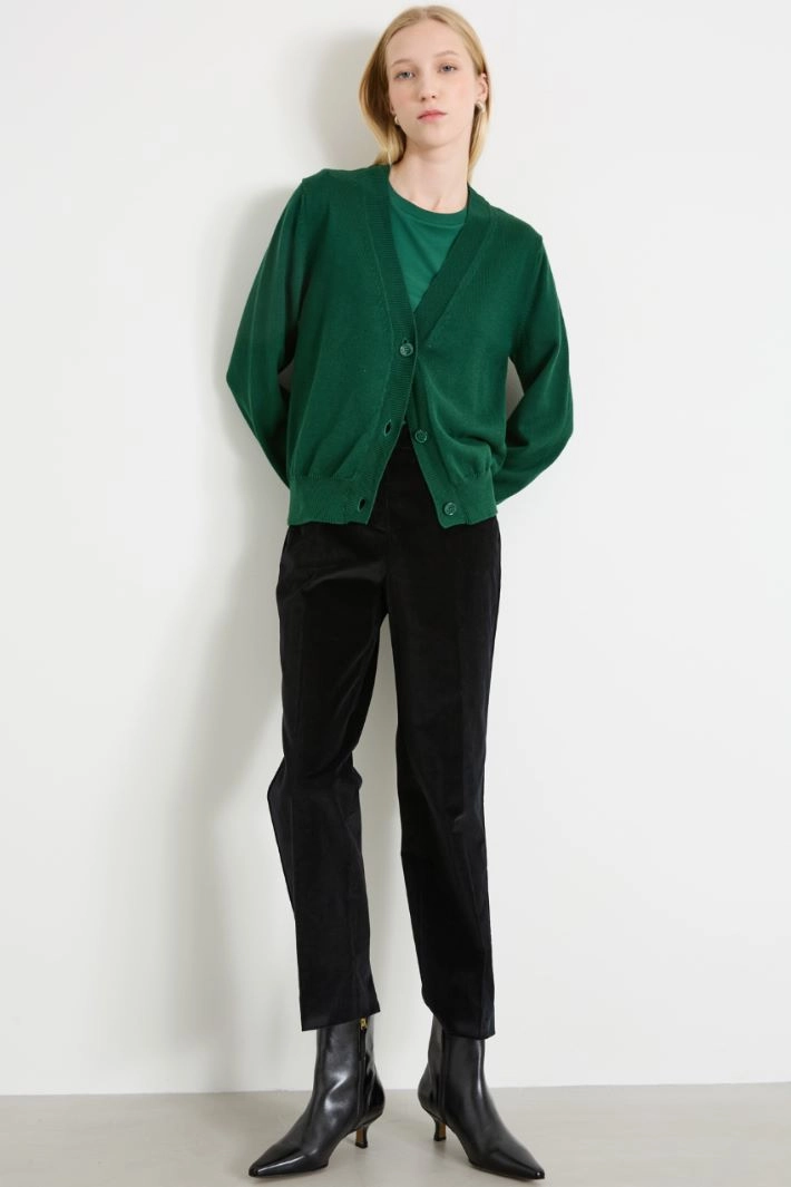 Cotton cardigan - DARK GREEN