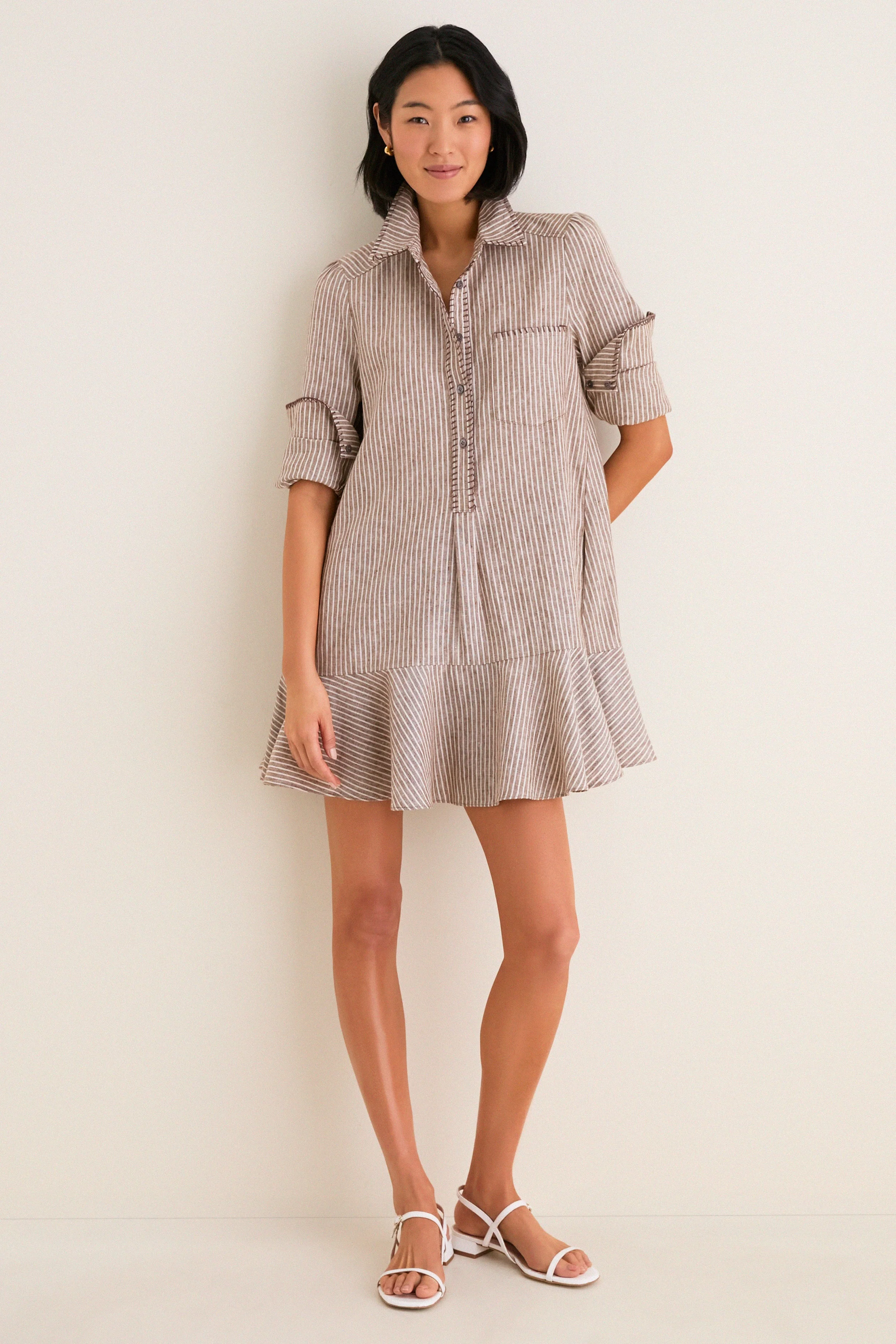 Cafe Stripe Whipstitch Callahan Shirt Dress