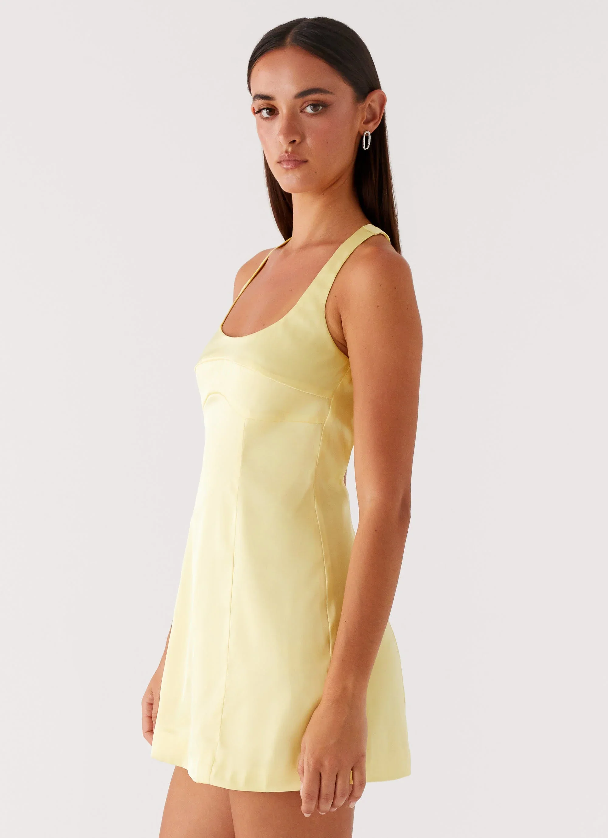 Freefall Satin Mini Dress - Yellow