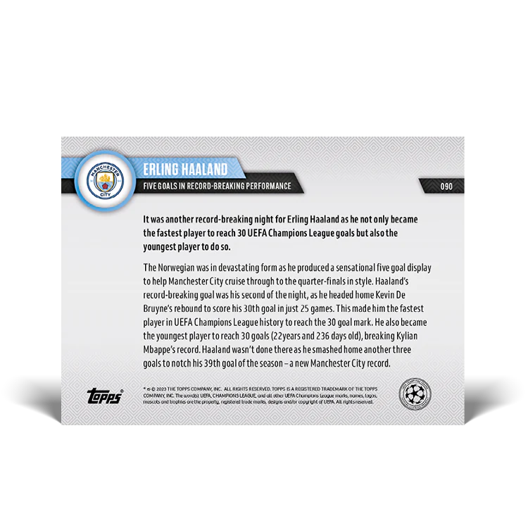Topps UK - Five goals in record-breaking performance - UCL TOPPS NOW® Card #90