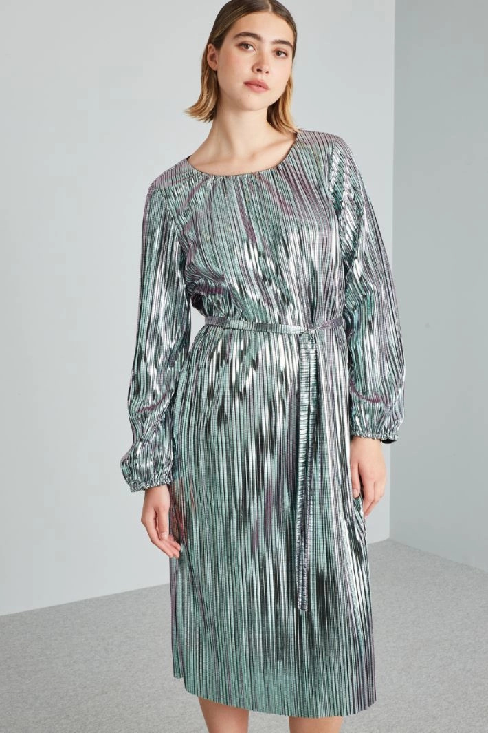 Laminated midi dress - SILVER