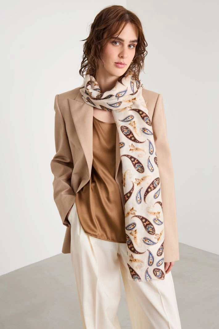 Patterned stole - CREAM