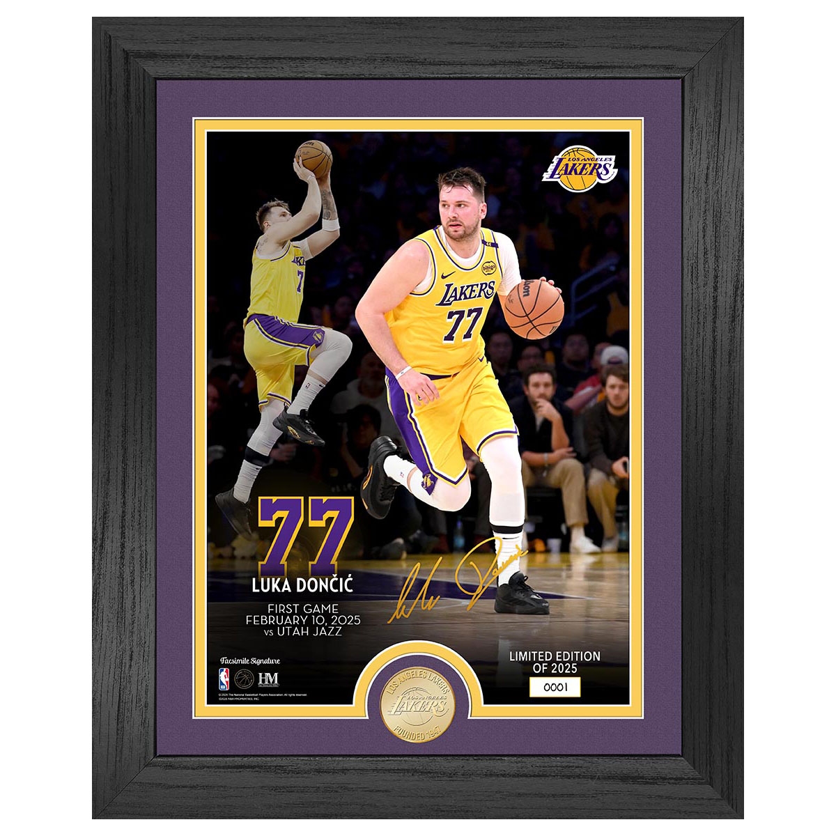 Luka Doncic Los Angeles Lakers Bronze Coin Framed NBA Photo