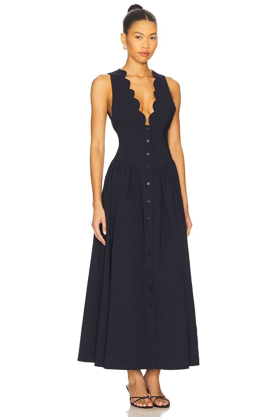 Button Front Scallop Dress