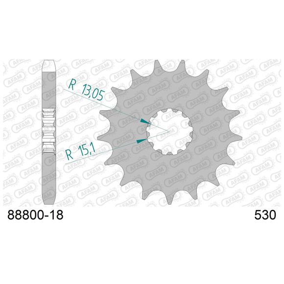 Kit chaine AFAM 530 Type Acier origineTRIUMPH 1050 SPEED TRIPLE 1050 - 2005 - 2010Ref : 08690201
