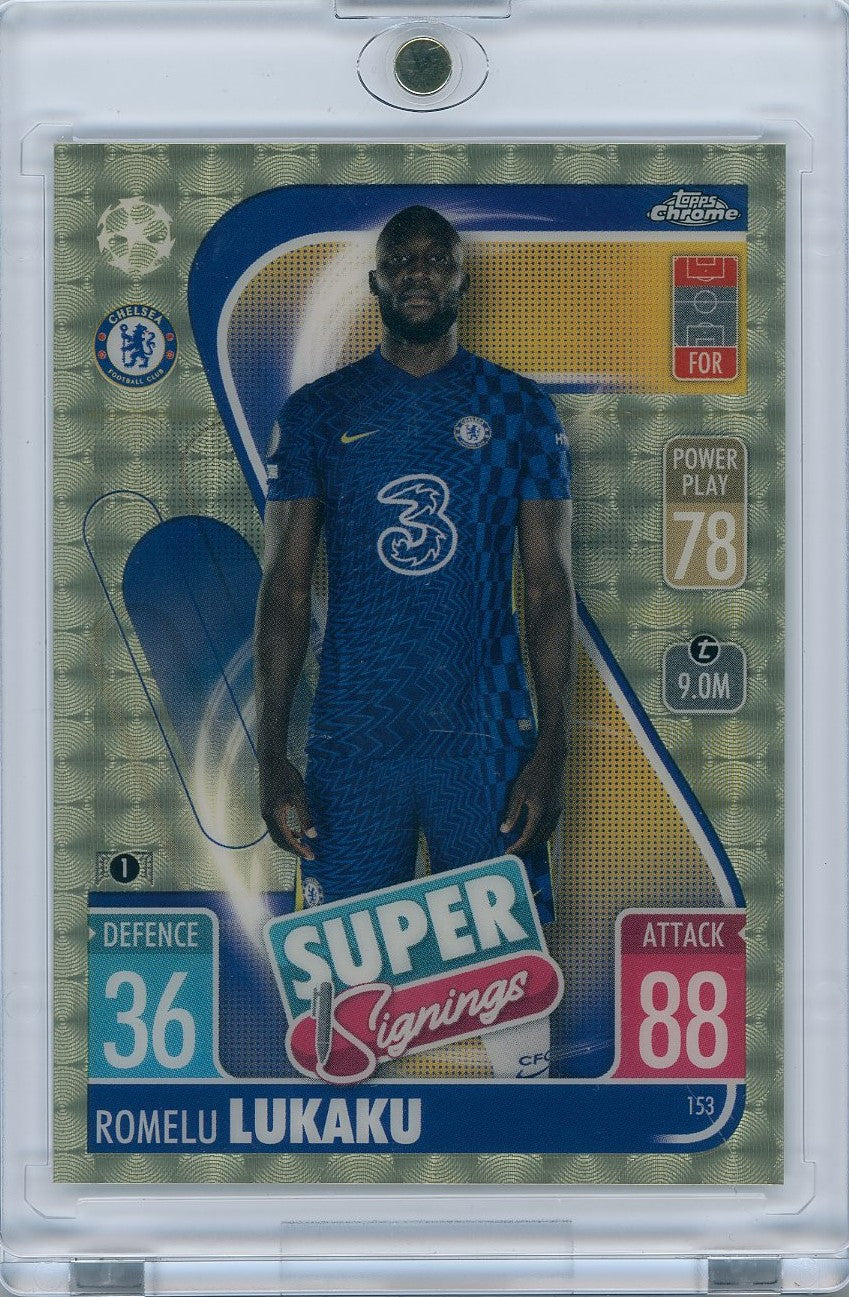 2021/22 Topps Soccer Match Attax Chrome #153 Romelu Lukaku Super Signings Super Fractor 1/1