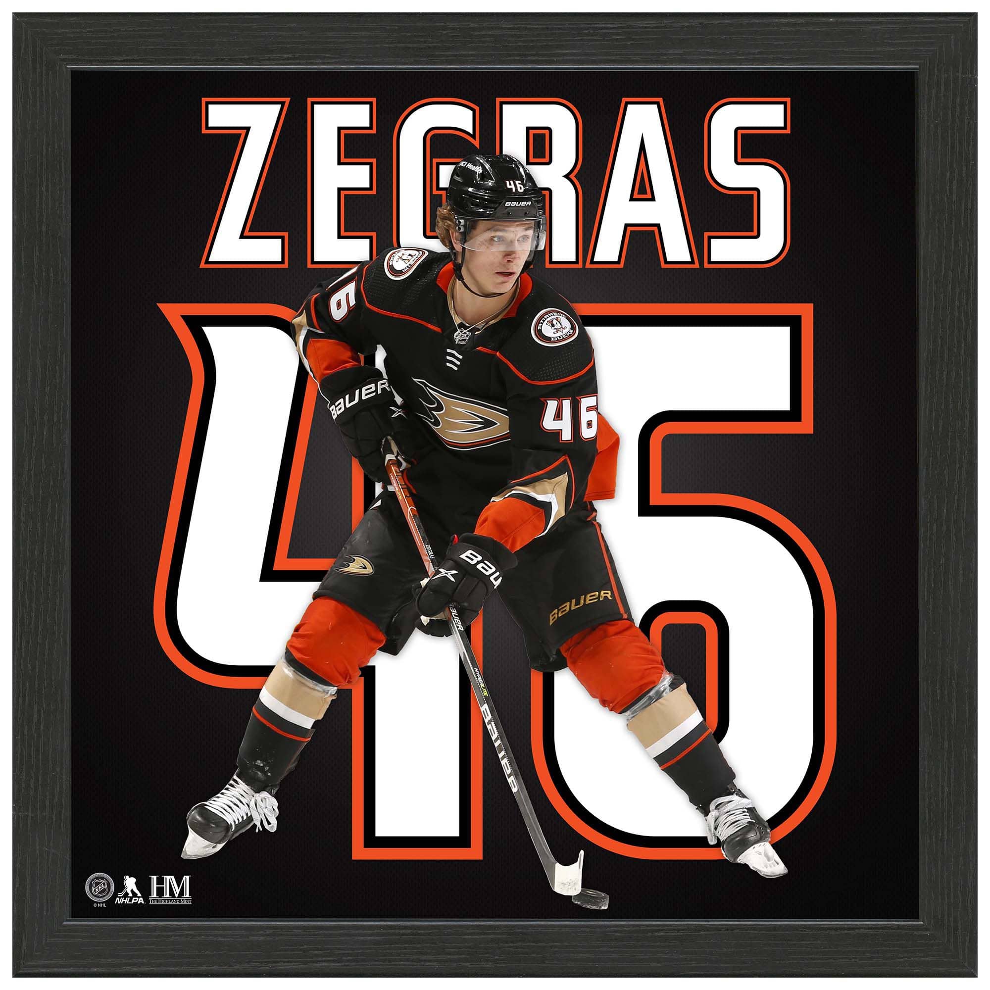 Trevor Zegras #46 Anaheim Ducks Impact Jersey Framed NHL Photo