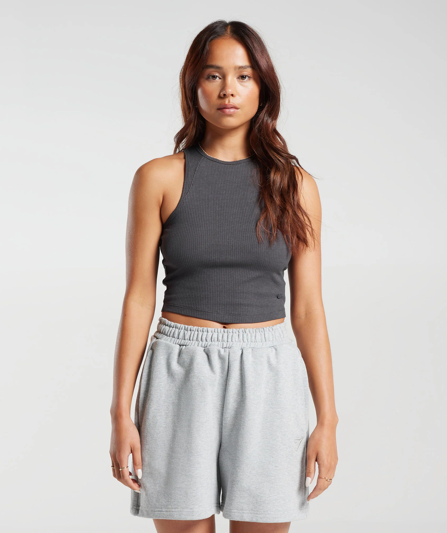 Cotton Rib Midi Tank Onyx Grey