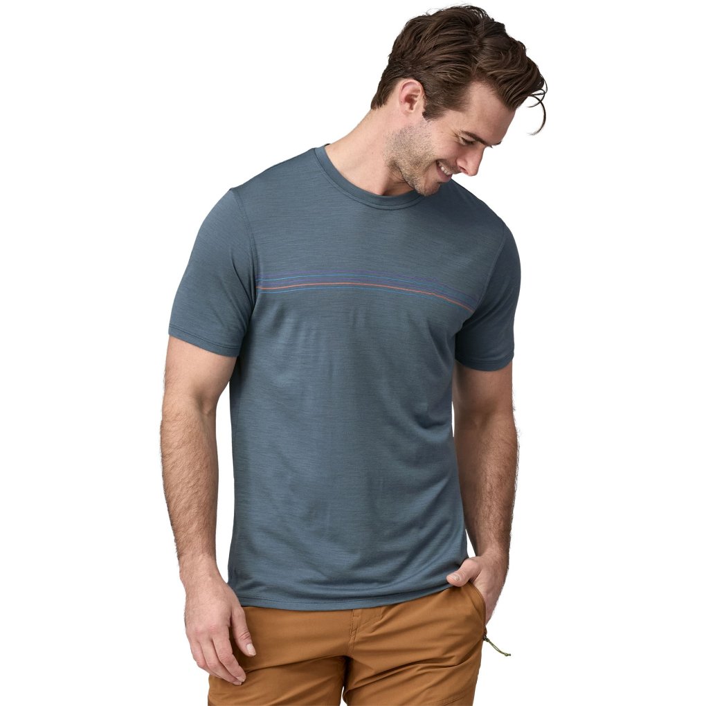Patagonia Capilene Cool Merino Graphic T-Shirt Men - Strata Stripe: Clement Blue