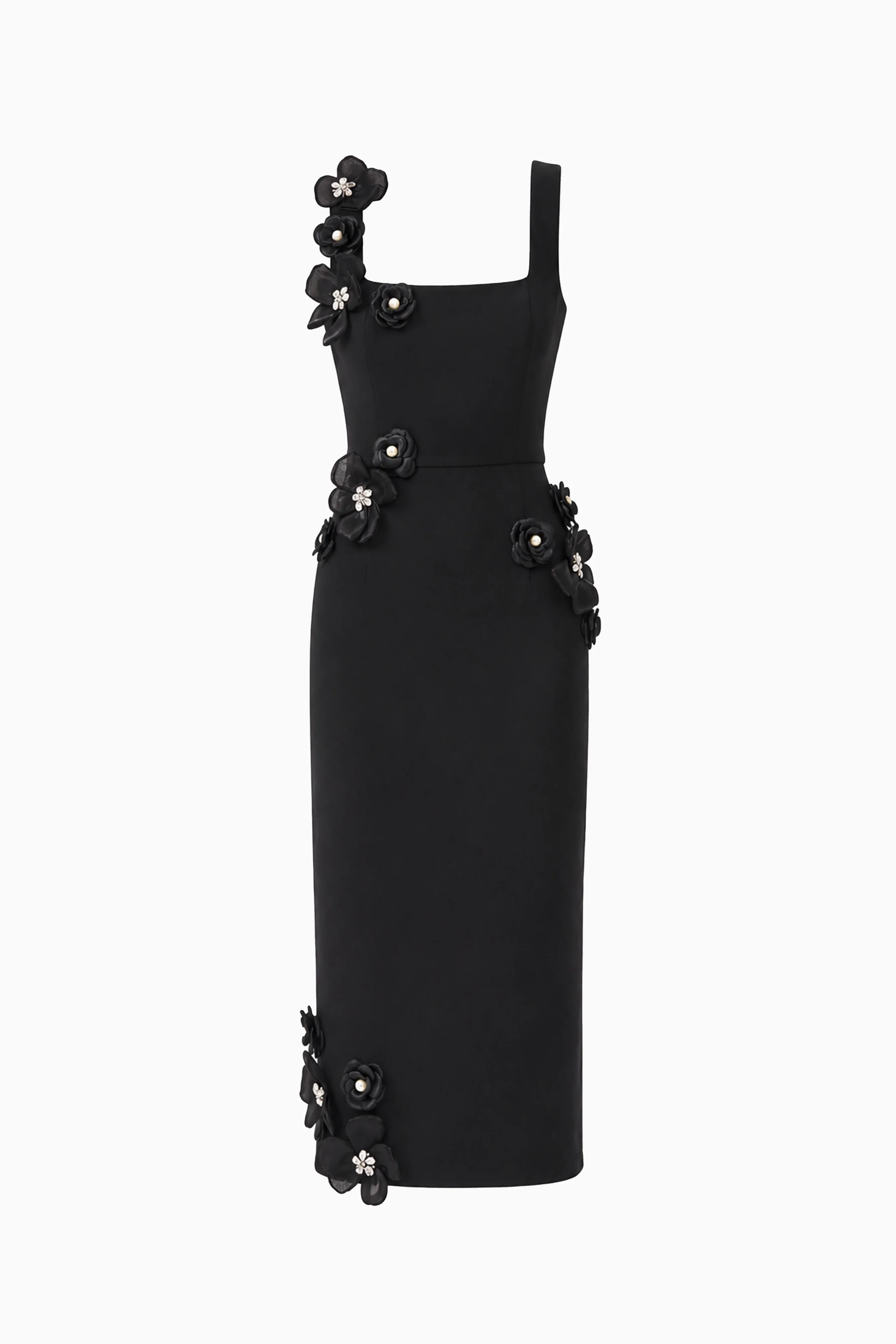 Chantelle 3D Midi Dress in Black