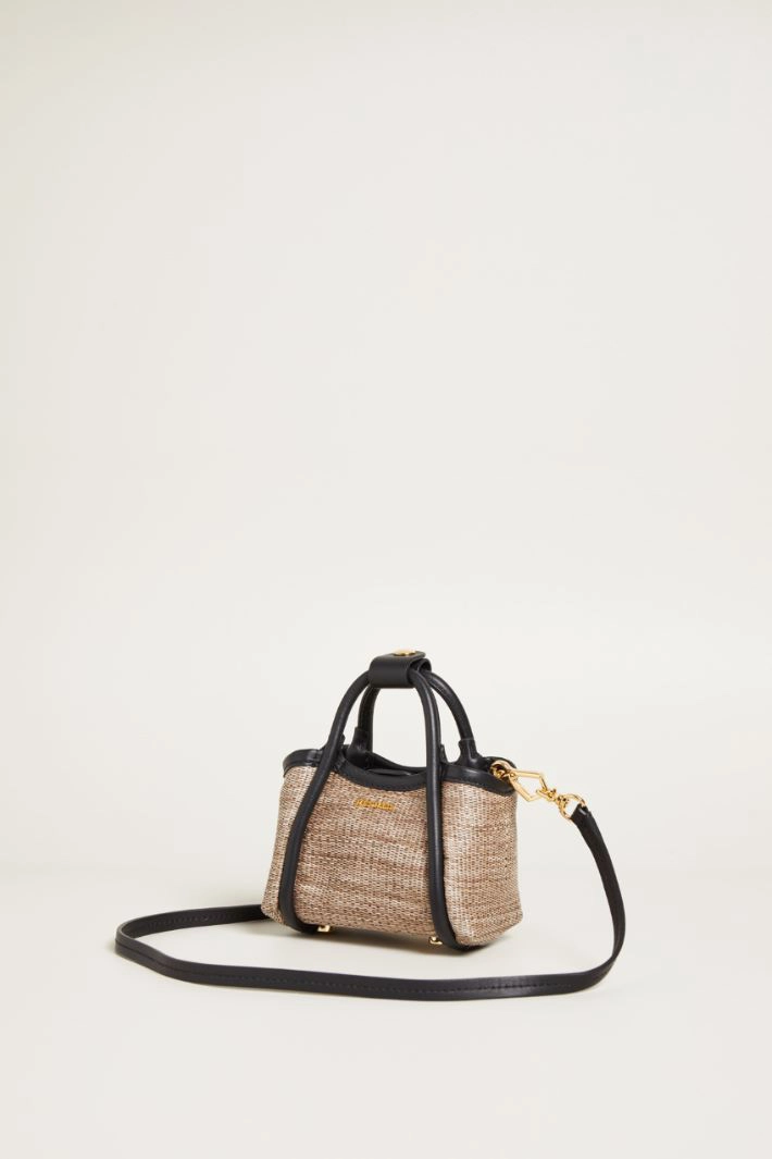 Raffia-effect mini bag - SAND BLACK
