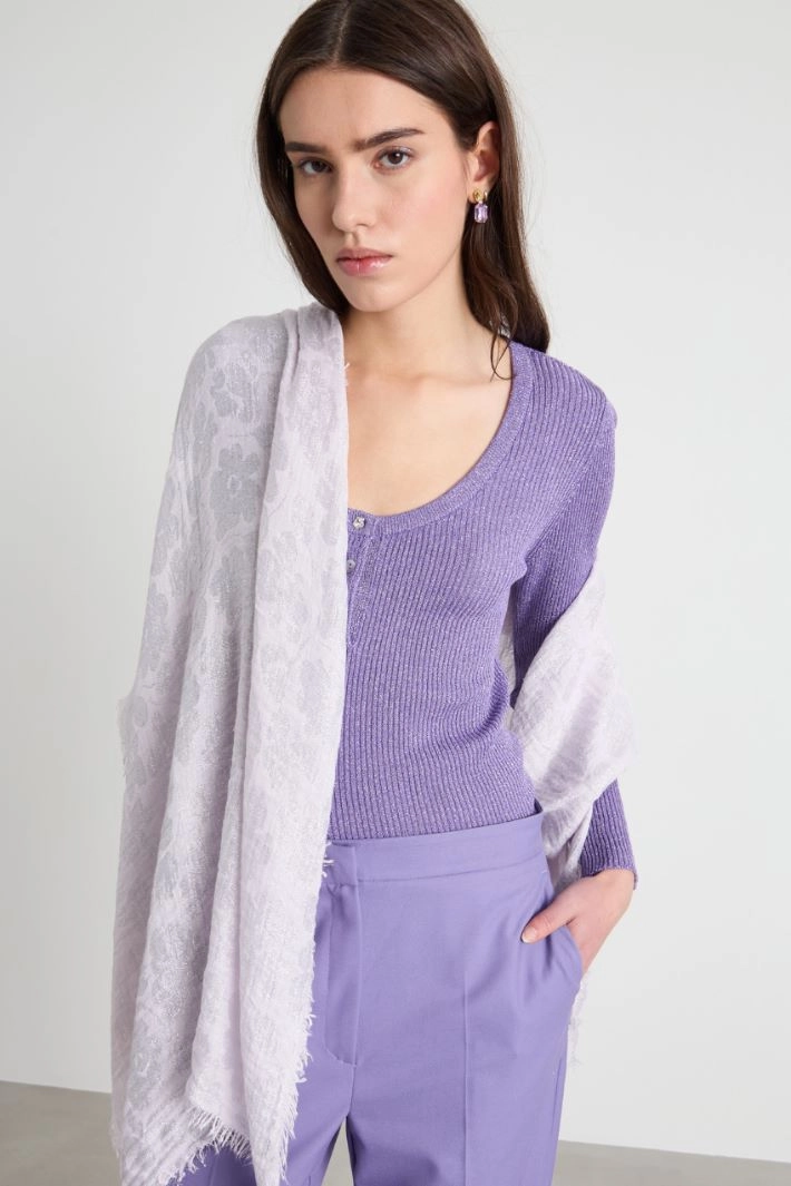 Laminated jacquard stole - LILAC