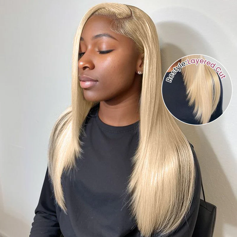 Ophirawig 6x5 invisible knots Glueless 613 Blonde Silky Straight Bob Wig Pre-cut Lace Beginner Friendly