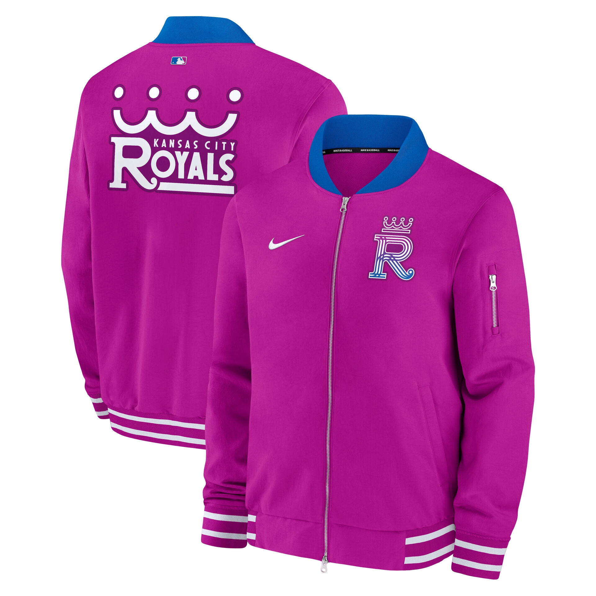 Kansas City Royals City Connect 2026 MLB Authentic Dugout Bomber Jacket Purple